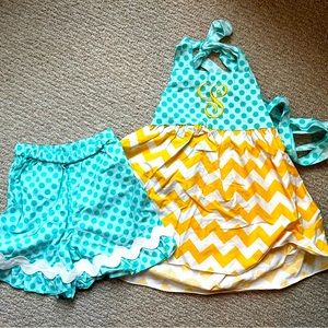 Lolly Wolly Doodle set 5 Halter & Shorts monogrammed S
